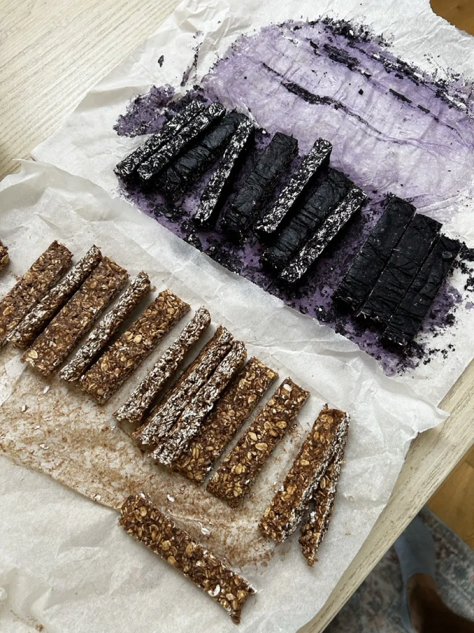Chocolate bars + a blueberry version