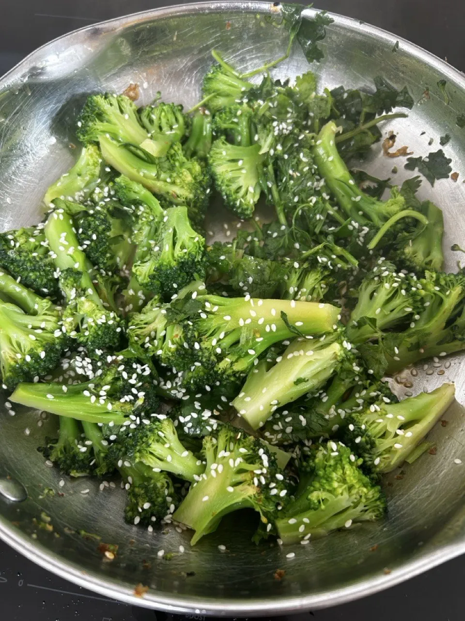 Broccoli with sesame and coriander