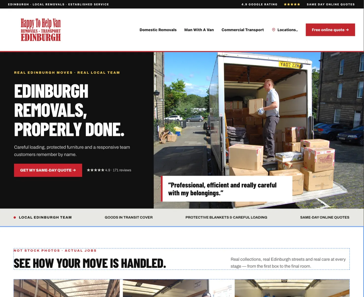 Happy to Help Van after: the team at work and a same-day quote