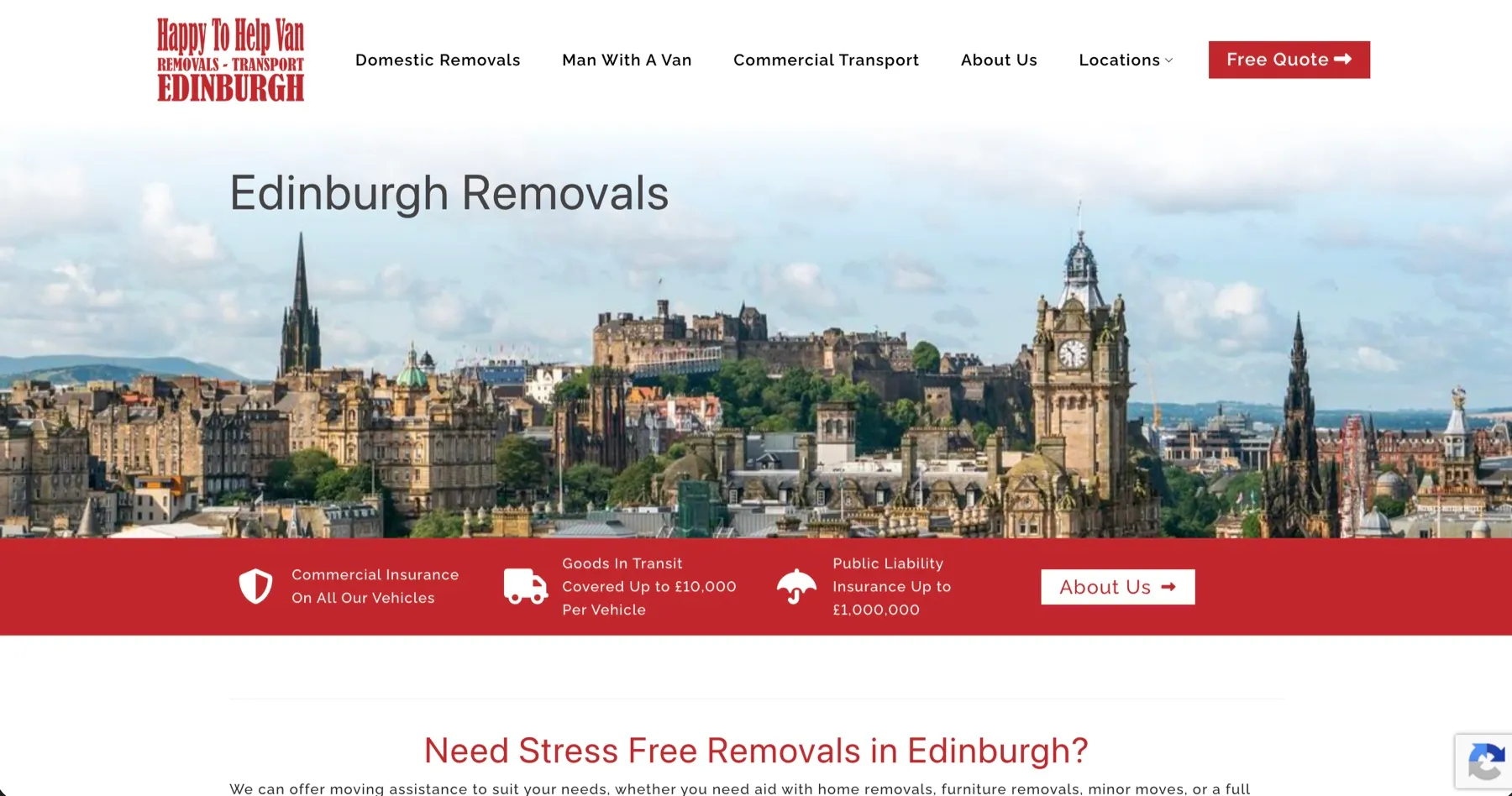 Happy to Help Van before: a panorama of Edinburgh instead of the business