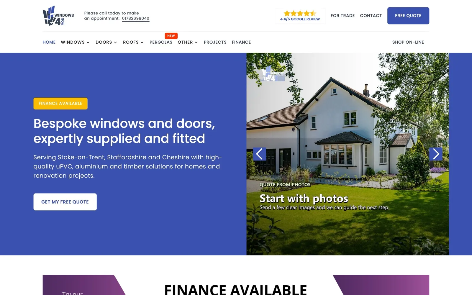 Windows4You before: a blue hero with a generic headline