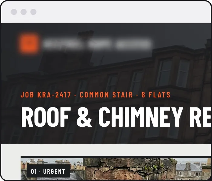 Client portal with a roof and chimney repair quote